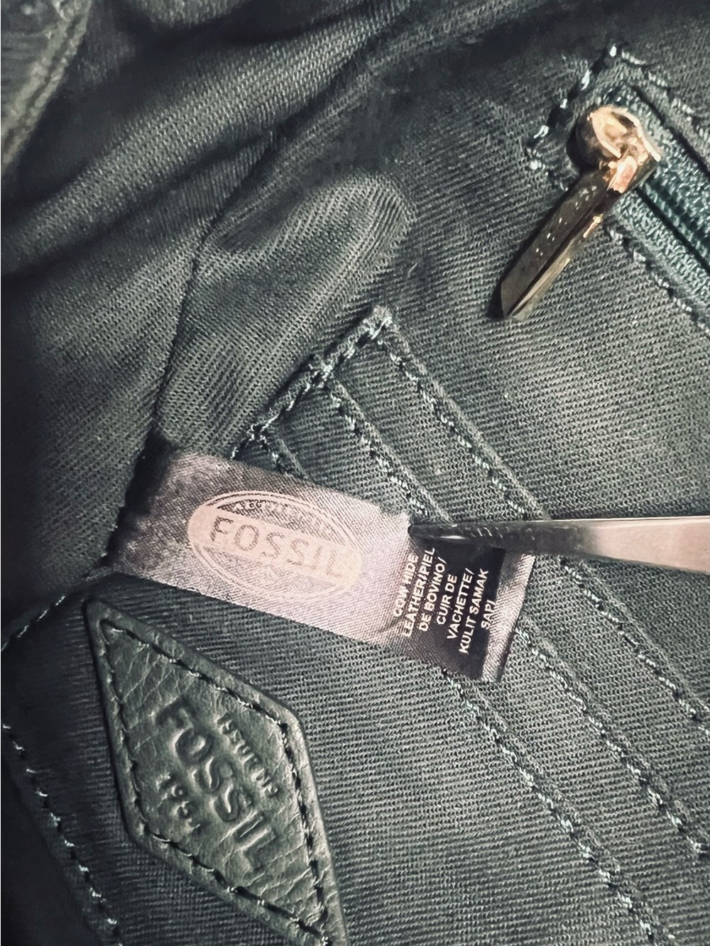 FOSSIL Sydney Satchel- Pine Green Shoulder Crossbody Handbag Keyfob - Picture 4 of 15